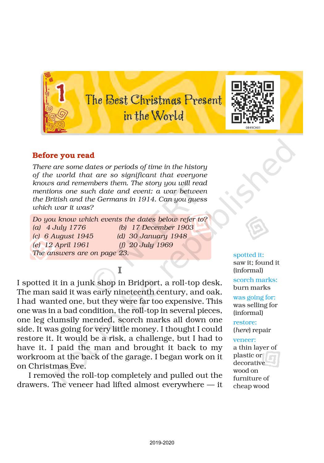 The best christmas present in the world ncert book of class 8 english